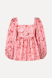 Stine Goya UK Square Neck Long Sleeve Top Top Foil Foliage