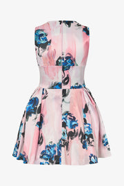 Stine Goya UK Statement Mini Dress Dress Blue Roses On Blush