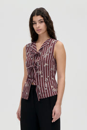 Stine Goya UK Tie Front Vest Top Uniform Stripes