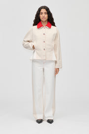 Stine Goya UK Twist Knee Seam Denim Pants Pants Natural / Contrast Red