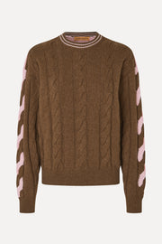 Stine Goya UK Two-Tone Cable Sweater Knit Timber