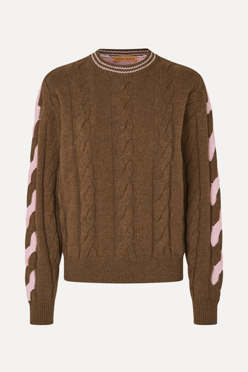 Stine Goya UK Two-Tone Cable Sweater Knit Timber