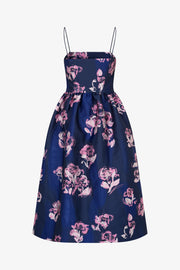 Stine Goya UK Voluminous Strap Dress Dress Blush Roses On Indigo