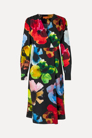 Stine Goya UK Voluminous V Neck Midi Dress Dress Watercolor Bloom