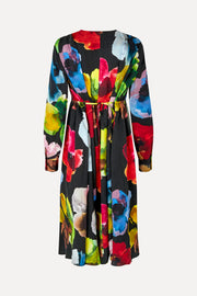 Stine Goya UK Voluminous V Neck Midi Dress Dress Watercolor Bloom