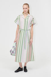 Stine Goya UK Workwear Midi Dress Dress Forest Stripe