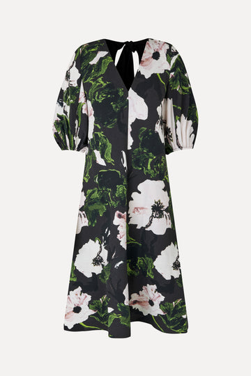 Stine Goya UK 3/4 Volume Sleeves Midi Dress Dress Umber Windflower