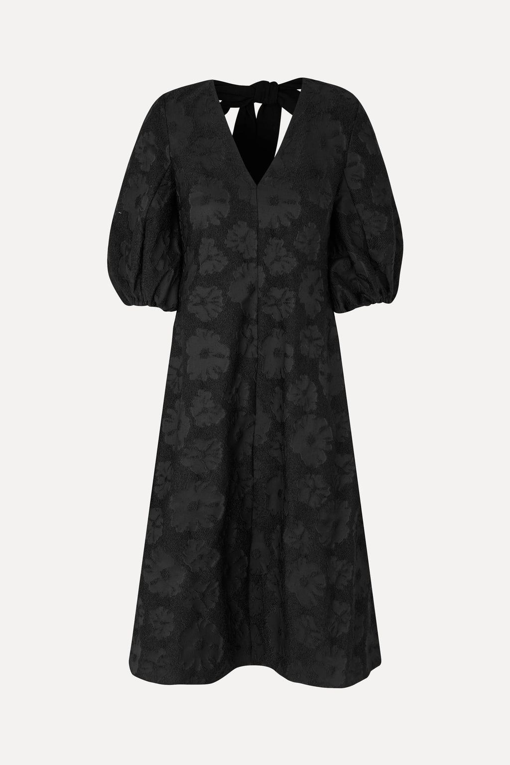 【Acka】jacquard volume dress 3/4 Volume Sleeves Midi Dress - Anemone Jacquard - Stine Goya UK