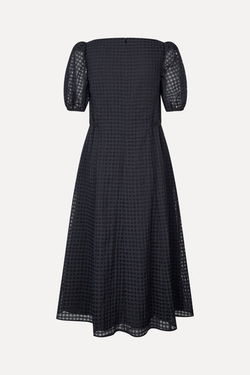 Stine Goya UK Adjustable Waist Voluminous Midi Dress Dress Checkered Organza