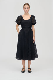 Stine Goya UK Adjustable Waist Voluminous Midi Dress Dress Checkered Organza