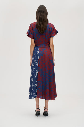 Stine Goya UK Asymmetric Wrap Dress Dress Graphic Rose Burgundy