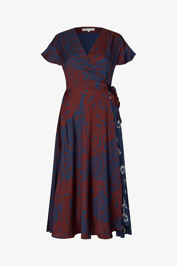 Stine Goya UK Asymmetric Wrap Dress Dress Graphic Rose Burgundy