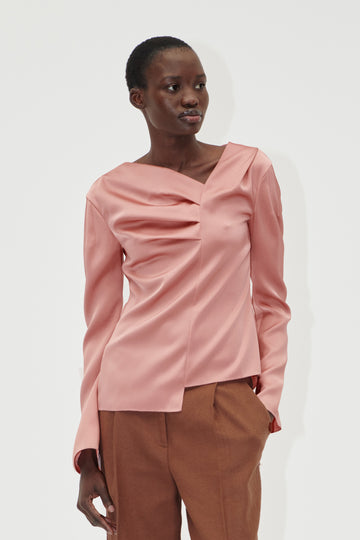 Stine Goya UK Asymmetrical Long Sleeve Top Top Rose Tan