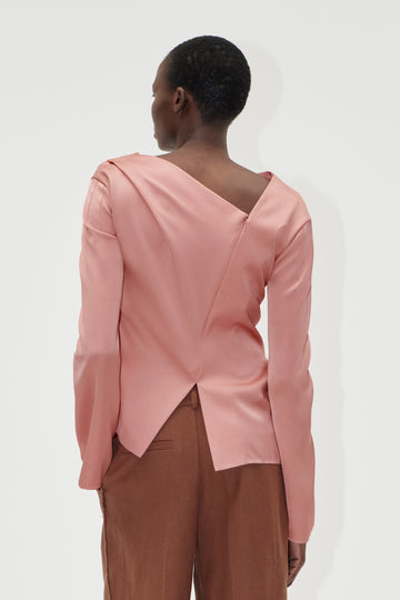 Stine Goya UK Asymmetrical Long Sleeve Top Top Rose Tan