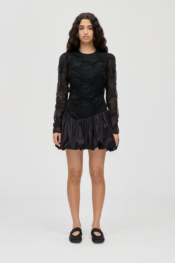 Stine Goya UK Balloon Long Sleeve Short Dress Dress Smocked Flowers