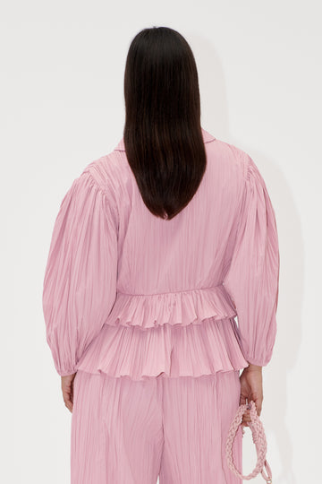 Stine Goya UK Balloon Sleeve Tie Top Top Pink Nectar