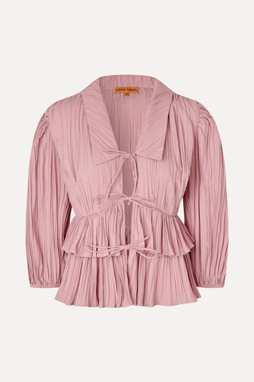 Stine Goya UK Balloon Sleeve Tie Top Top Pink Nectar