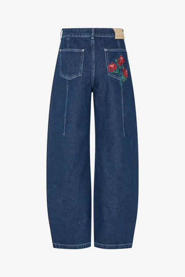 Stine Goya UK Barrel Fit Pants Pants Rose Embroidery