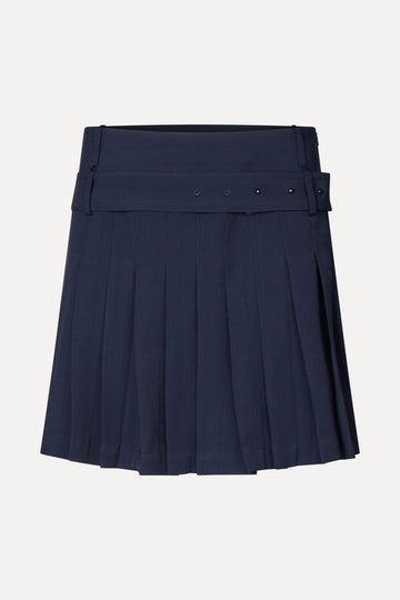 Stine Goya UK Belted Pleated Skirt Skirt Dark Blue