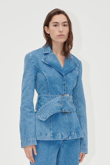 Stine Goya UK Belted Tailored Jacket Jacket Denim Blue