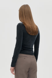 Stine Goya UK Boatneck Draped Top Top Black