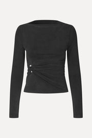 Stine Goya UK Boatneck Draped Top Top Black