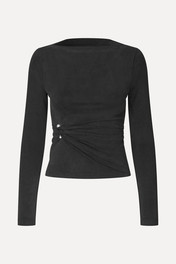 Stine Goya UK Boatneck Draped Top Top Black