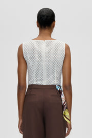 Stine Goya UK Boatneck Tank Top Top White Swan