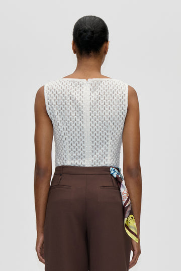 Stine Goya UK Boatneck Tank Top Top White Swan