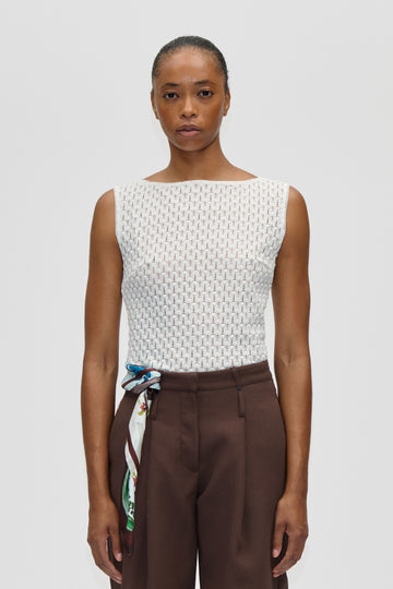 Stine Goya UK Boatneck Tank Top Top White Swan