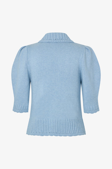Stine Goya UK Bobble Knit Polo Cardigan Knit Rose Applique