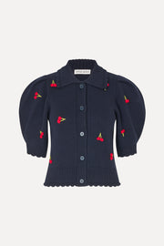 Stine Goya UK Bobble Knit Polo Cardigan Knit Cherries Bobble