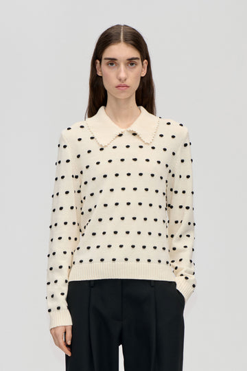 Stine Goya UK Bobble Polo Collar Sweater Knit Sunlight Bobbles
