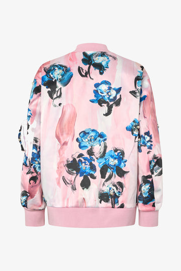 Stine Goya UK Bomber With Puffy Pocket Outerwear Blue Roses On Blush