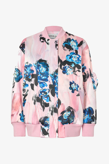 Stine Goya UK Bomber With Puffy Pocket Outerwear Blue Roses On Blush