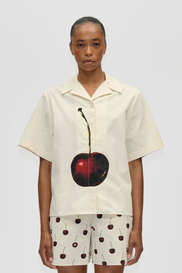 Stine Goya UK Bowling Collar Shirt Top Cherry