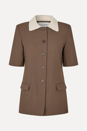 Stine Goya UK Boxy Short Sleeve Tailoring Jacket Jacket Chicory Coffee