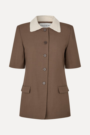 Stine Goya UK Boxy Short Sleeve Tailoring Jacket Jacket Chicory Coffee