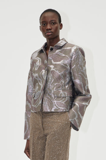 Stine Goya UK Boxy Straight Jacket Jacket Abstract Foliage