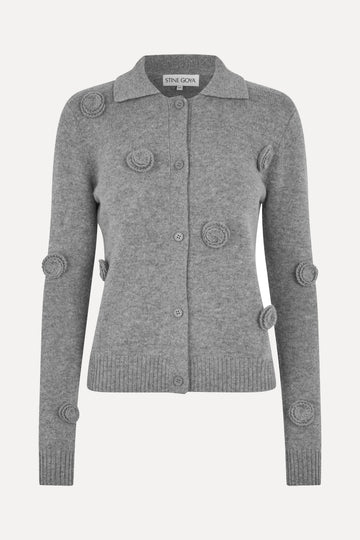 Stine Goya UK Button Up Long Sleeve Polo Knit Knit Flint Gray