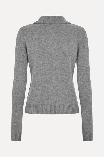 Stine Goya UK Button Up Long Sleeve Polo Knit Knit Flint Gray