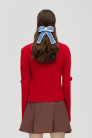 Stine Goya UK Button Up Long Sleeve Polo Knit Knit Velocity Red