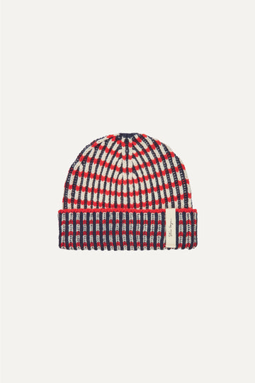 Stine Goya UK Chunky Rib Beanie Accessories Navy / Red / Cream