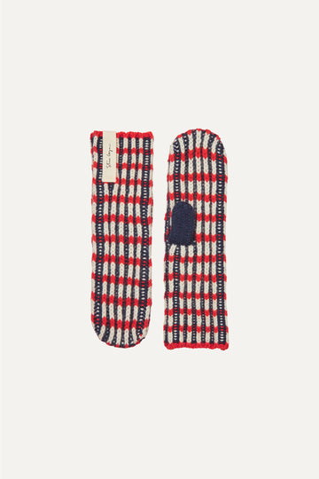 Stine Goya UK Chunky Rib Mittens Accessories Navy / Red / Cream