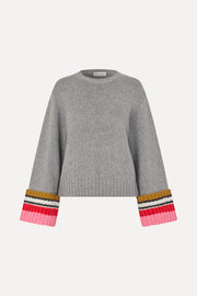 Stine Goya UK Chunky Sleeve Sweater Knit Pink Multistripes