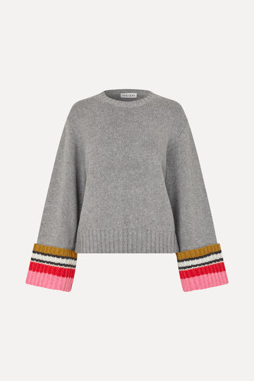 Stine Goya UK Chunky Sleeve Sweater Knit Pink Multistripes