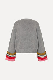 Stine Goya UK Chunky Sleeve Sweater Knit Pink Multistripes