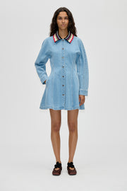 Stine Goya UK Collared Coat Mini Dress Dress Denim Blue