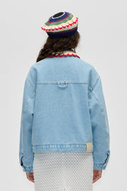 Stine Goya UK Collared Cropped Bomber Outerwear Denim Blue