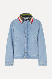 Stine Goya UK Collared Cropped Bomber Outerwear Denim Blue